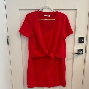 Amanda Uprichard Red Tie-Front Dress